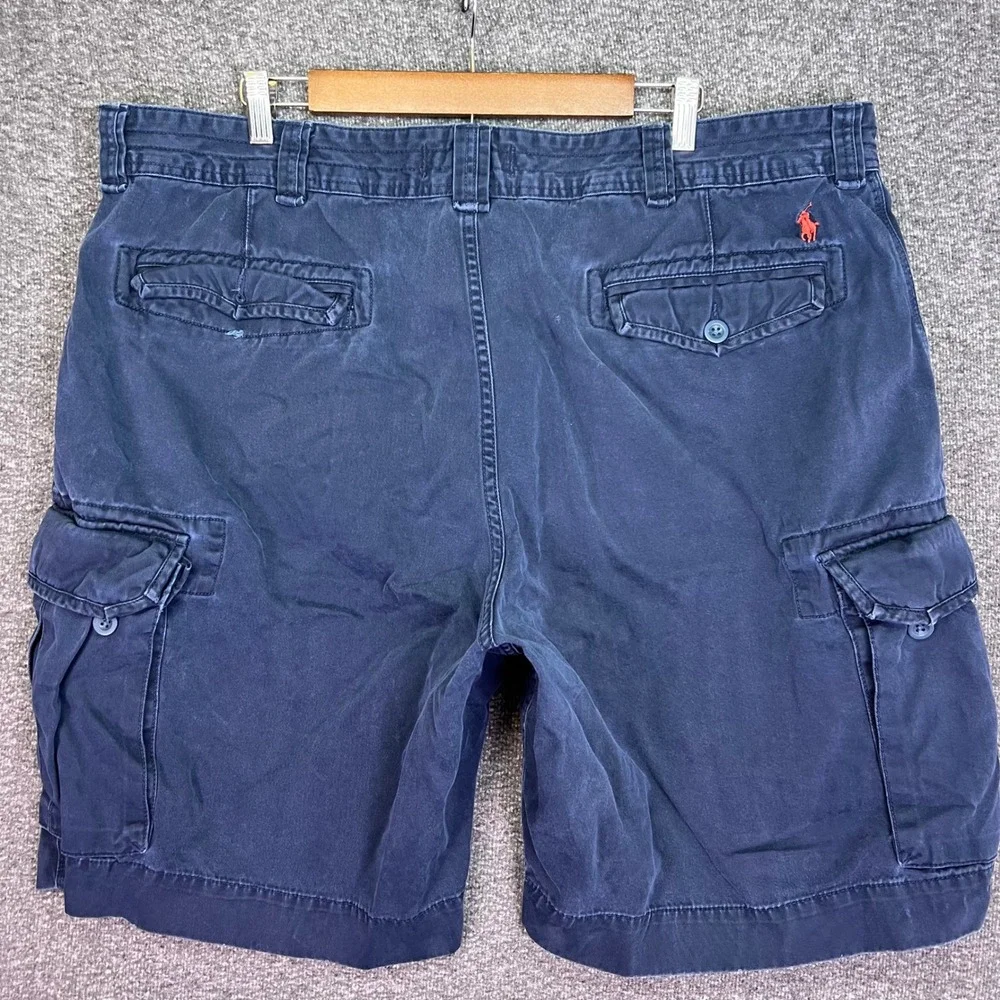 Polo Ralph Lauren Cargo Shorts Mens 44B Navy Cotton Casual Utility Logo 43x9.5